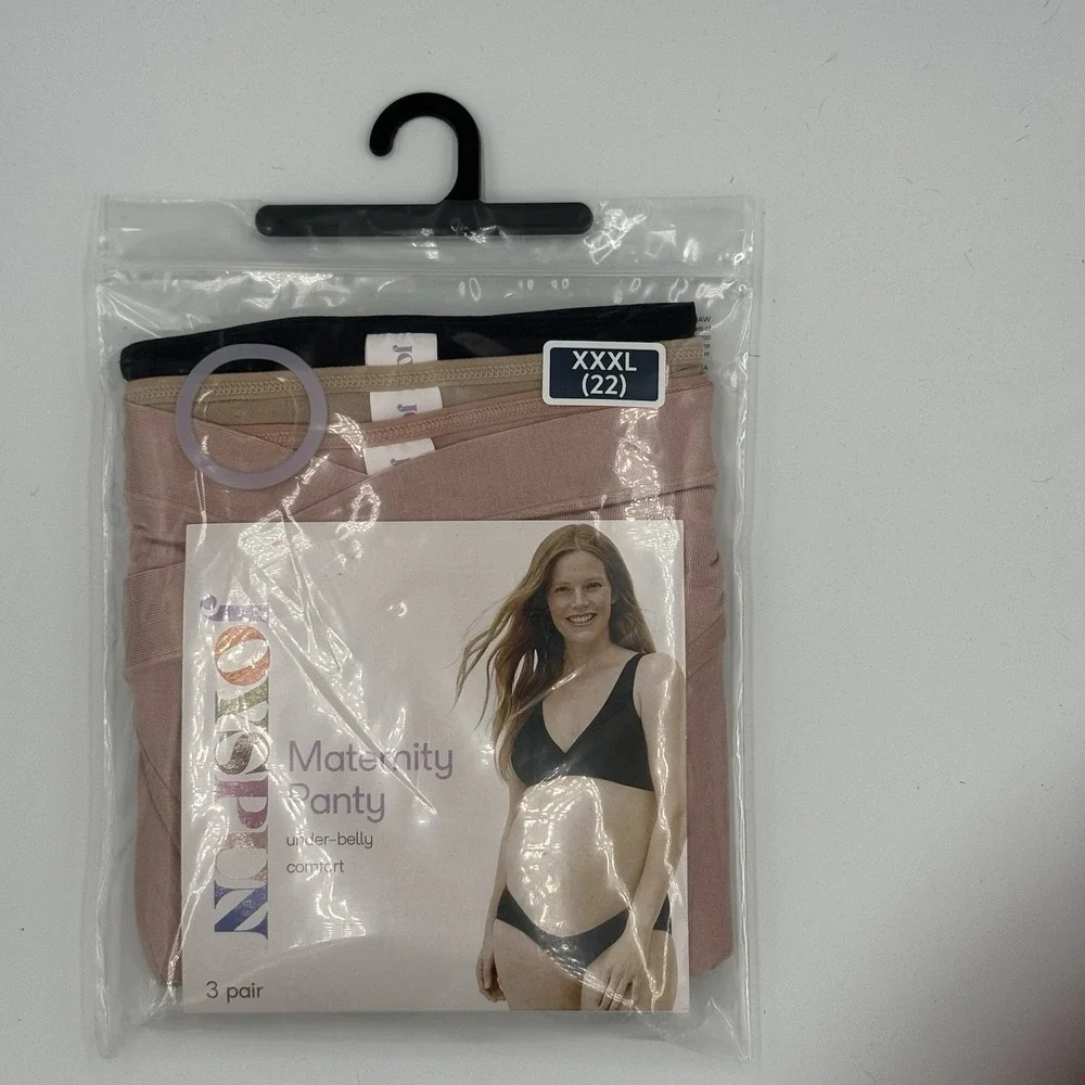 NEW Joyspun Maternity 3 Pr Pink Beige Black Underbelly Panties Underwear XXXL 22